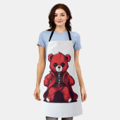 Tablier Mignon ours en peluche rouge garçon (Porté)