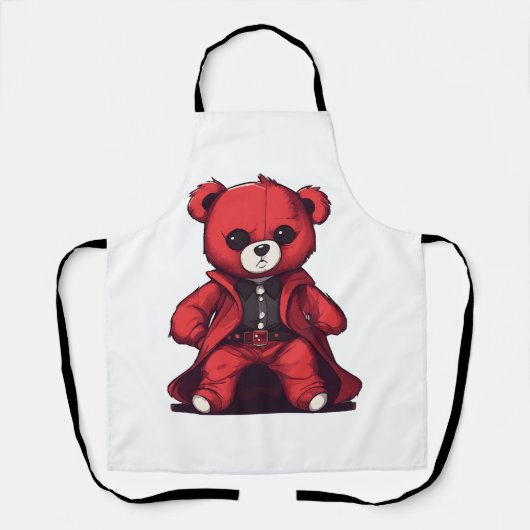 Tablier Mignon ours en peluche rouge garçon (Recto)