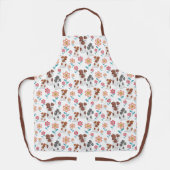 Tablier Mignonne chien mère avec bébé et fleurs motif (Recto)