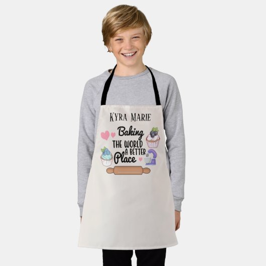 Tablier mignonne cupcake baking girls ajouter nom (Porté)