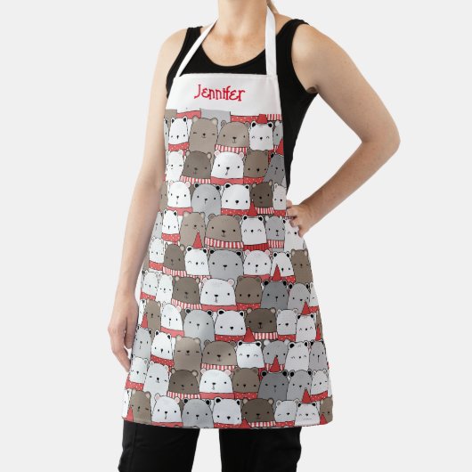 Tablier Mignonne fille prénom Ours de Noël Illustré (Insitu)