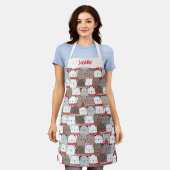 Tablier Mignonne fille prénom Ours de Noël Illustré (Porté)