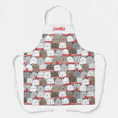 Tablier Mignonne fille prénom Ours de Noël Illustré (Recto)