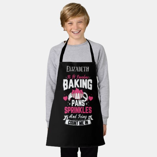 Tablier mignonne filles cupcake baking ajouter nom (Porté)