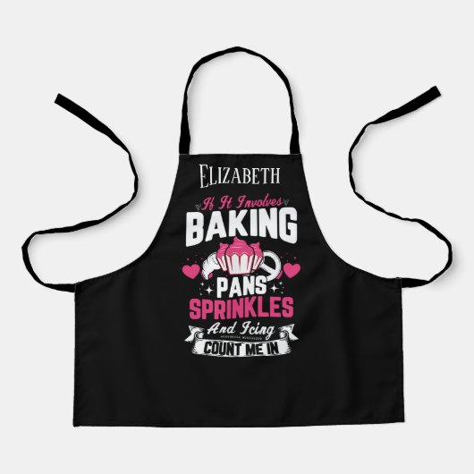 Tablier mignonne filles cupcake baking ajouter nom (Recto)