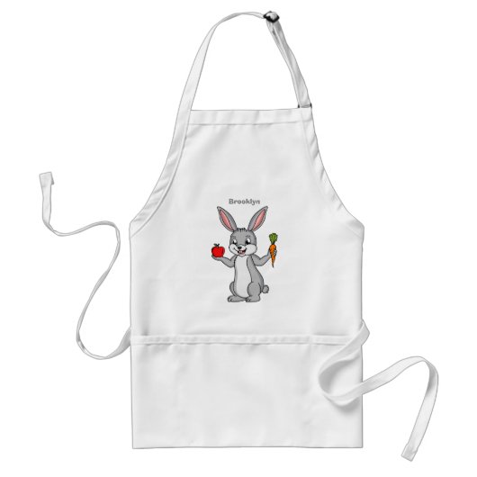 Tablier Mignonne lapin lapin avec caricature de légumes (Devant)