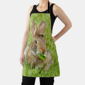 Tablier Mignonne Lapin Manger Feuille Gris Vert (Insitu)