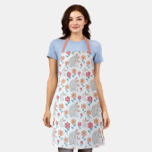 Tablier Mignonne lapin mère et lapin, fleurs motif (Porté)