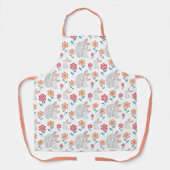 Tablier Mignonne lapin mère et lapin, fleurs motif (Recto)