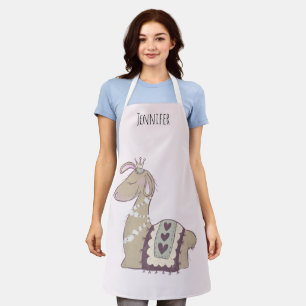 Tablier Mignonne Llama Princesse portant une couronne