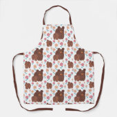 Tablier Mignonne mère ours avec bébé et fleurs motif (Recto)