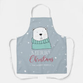 Tablier Mignonne Ours de Noël Nom de famille (Recto)