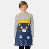 Tablier Mignonne Pois Visage de chat tout-en-dessus Impres (Porté)