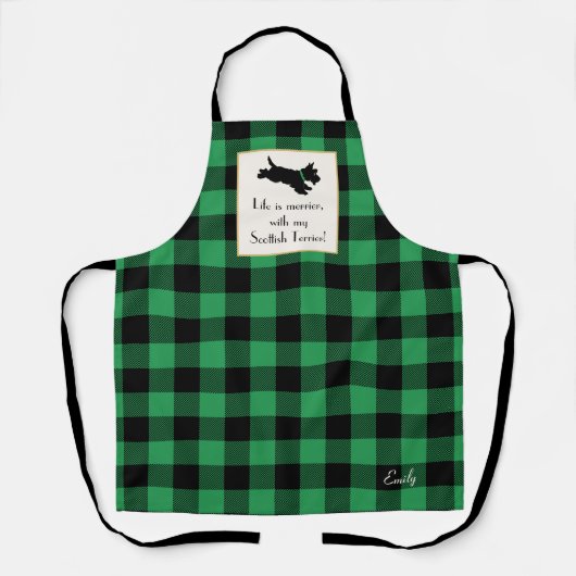 Tablier Mignonne Scottie Chien Buffalo Plaid Green (Recto)