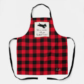 Tablier Mignonne Scottie Chien Buffalo Plaid Rouge (Recto)