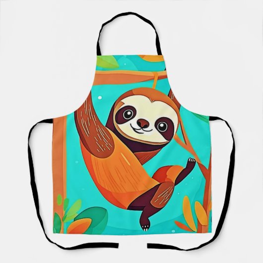 Tablier Mignonne Sloth pendue dans la jungle (Recto)