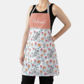 Tablier Mignonne souris mère avec bébés, fleurs motif (Insitu)