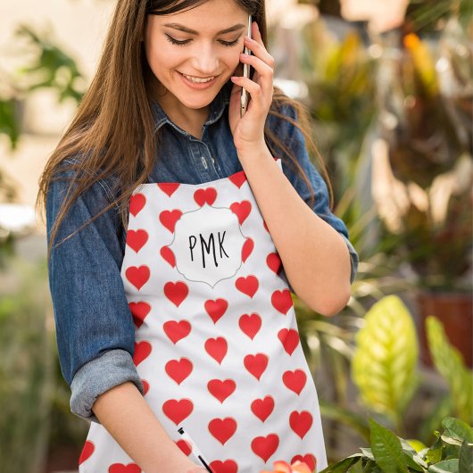Tablier Mignonne Valentine's Day Coeur Monogramme personna