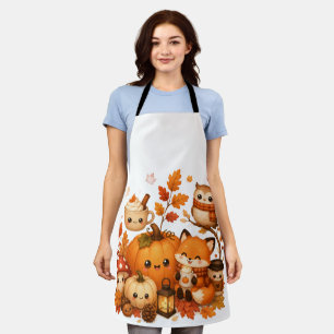 Tablier Mignons Animaux D'automne Kawaii Citrouille Hibou 