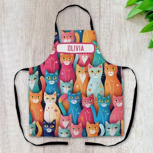 Tablier Mignons chatons fantaisistes colorés personnalisés