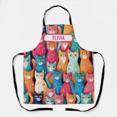 Tablier Mignons chatons fantaisistes colorés personnalisés (Recto)