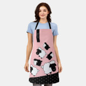 Tablier Mignons Sheeps Illustration Noir et blanc sur Blus (Porté)
