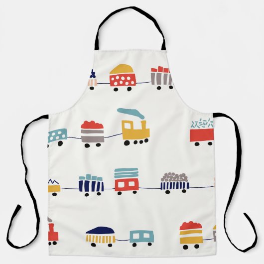 Tablier Mignons trains colorés sans couture motif. (Recto)