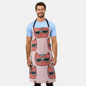 Tablier Mignons visages de chat, motif sans soudure. (Porté)