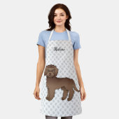 Tablier Mini Goldendoodle marron de dessin animé & nom (Porté)