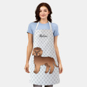 Tablier Mini Goldendoodle rouge dessin animé de chien & no (Porté)