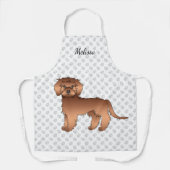 Tablier Mini Goldendoodle rouge dessin animé de chien & no (Recto)