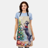 Tablier Miniature Schnauzer Decorating Christmas Tree Dog  (Porté)