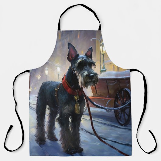 Tablier Miniature Schnauzer période festive de Noël (Recto)
