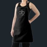 Tablier minimaliste moderne et élégant Monogramme<br><div class="desc">Un tablier noir moderne simple et minimaliste avec un monogramme blanc initial et nom,  et une élégante typographie sans serif classique. Créez votre propre monogramme de style signature sur d'autres produits correspondants.</div>