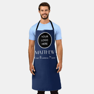 Tablier Minimaliste Moderne Noir Bleu logo personnalisé Mo