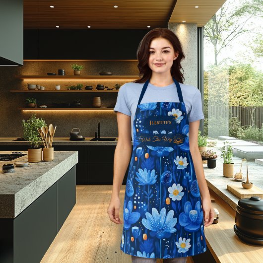 Tablier Minuit Blue Lotus Flower Zen Serenity