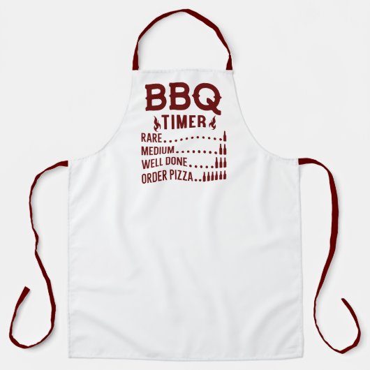 Tablier Minuterie BBQ Rouge Drôle (Recto)