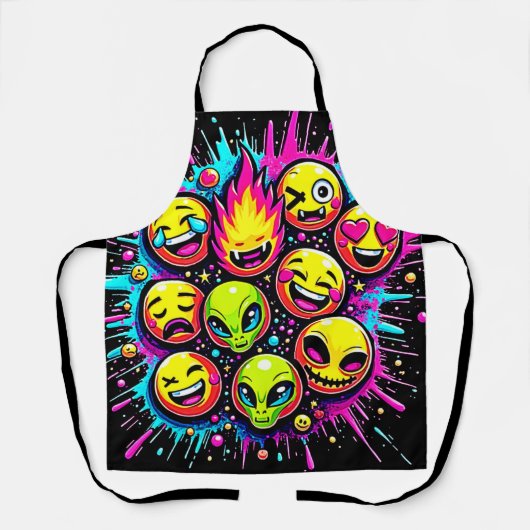 Tablier Mix Neon Funky Emoji (Recto)