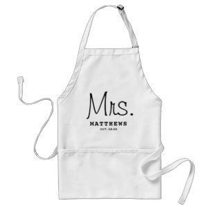 Tablier Mme Black Modern Script Personnalisé Mariage Nouve