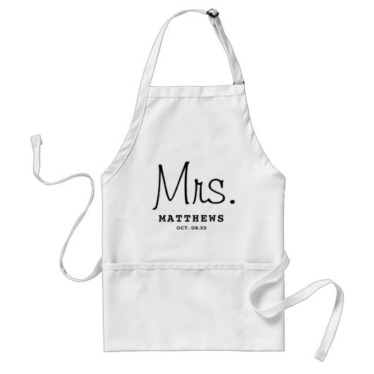 Tablier Mme Black Modern Script Personnalisé Mariage Nouve (Devant)