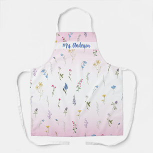 Tablier Mme Bride sera Fleur sauvage rose blanc dégradé