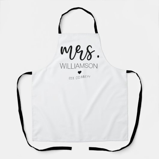 Tablier Mme Elegant Nom personnalisé Mariage Nouveau cadea (Recto)