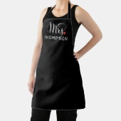 Tablier Mme Elegant Script Coeur Personnalisé Mariage Mono (Insitu)