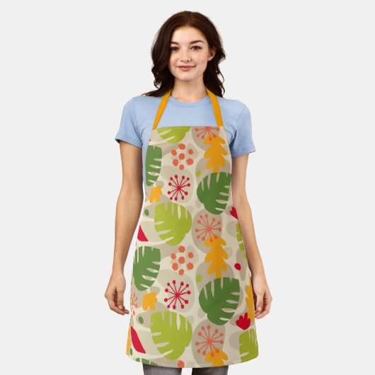 Tablier Mod Monstera Feuille Abstraite Hawaii Tropical - C (Porté)