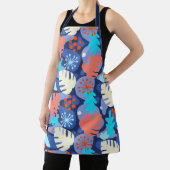 Tablier Mod Monstera Leaf Abstrait Hawaiian Tropical -Navy (Insitu)