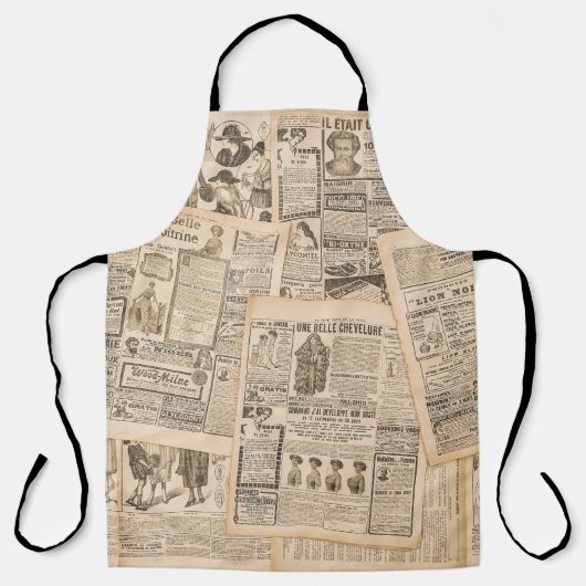 Tablier Mode antique : Pages publicitaires de journaux (Recto)