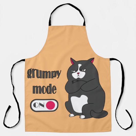 Tablier Mode grumeux sur drôle de gros chat (Recto)