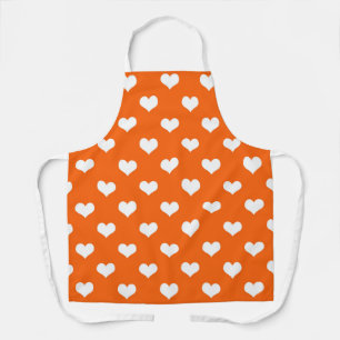 Tablier Modèle de coeurs charmants orange et blanc
