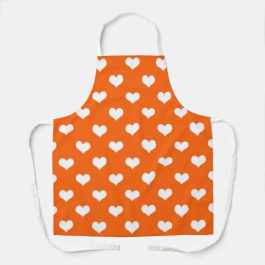 Tablier Modèle de coeurs charmants orange et blanc (Recto)
