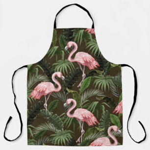 Tablier Modèle de flamingo tropical : Feuilles Vintages